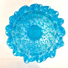 Pair of Art Deco Style Italian Aquamarine Murano Glass Centerpiece Vases - 4552957