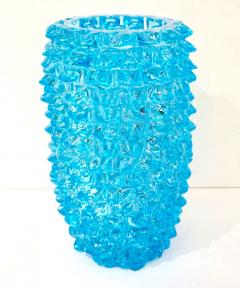 Pair of Art Deco Style Italian Aquamarine Murano Glass Centerpiece Vases - 4552961