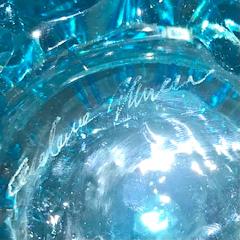 Pair of Art Deco Style Italian Aquamarine Murano Glass Centerpiece Vases - 4552962