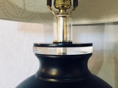 Pair of Art Deco Style Modern Black Table Lamps Lucite Base and Antelopes - 2944694