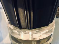 Pair of Art Deco Style Modern Black Table Lamps Lucite Base and Antelopes - 2944697