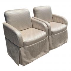 Pair of Art Deco Style Scalamandre Silk Upholstered Parsons Chairs - 4687955
