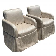 Pair of Art Deco Style Scalamandre Silk Upholstered Parsons Chairs - 4687956