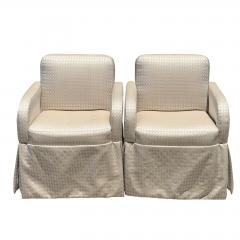Pair of Art Deco Style Scalamandre Silk Upholstered Parsons Chairs - 4687964