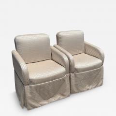 Pair of Art Deco Style Scalamandre Silk Upholstered Parsons Chairs - 4688963
