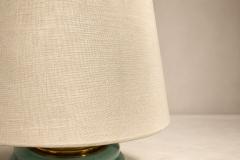 Pair of Art Deco Table Lamps in Brass Teal Finish Unknown 1930s - 4621529