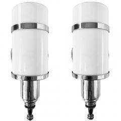 Pair of Art Deco Tubular Glass Chrome Sconces - 4633263