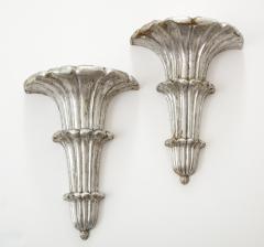 Pair of Art Deco Venetian Carved Silver Leafed Wall Brackets - 1215659