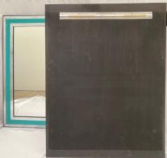 Pair of Art Deco Wall Mantle or Console Mirrors with Turquoise Beveled Frames - 4492209