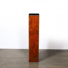Pair of Art Deco Walnut Pedestals with Brass Detailing Vitrolite Inset Top - 4653749