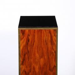 Pair of Art Deco Walnut Pedestals with Brass Detailing Vitrolite Inset Top - 4653751
