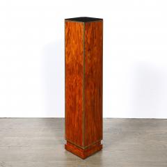 Pair of Art Deco Walnut Pedestals with Brass Detailing Vitrolite Inset Top - 4653753