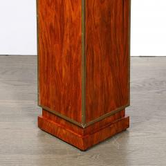 Pair of Art Deco Walnut Pedestals with Brass Detailing Vitrolite Inset Top - 4653756