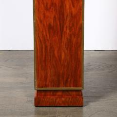 Pair of Art Deco Walnut Pedestals with Brass Detailing Vitrolite Inset Top - 4653799