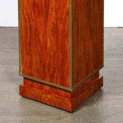 Pair of Art Deco Walnut Pedestals with Brass Detailing Vitrolite Inset Top - 4653806