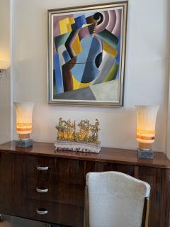 Pair of Art Deco urn shaped Alabaster lamps - 4548868