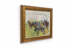 Pair of Art Modern Racehorses Paintings - 4517008