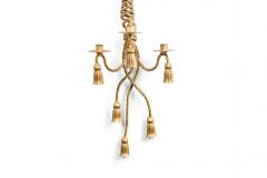 Pair of Art Moderne Rope and Tassel Gilt Wall Sconces - 1377714