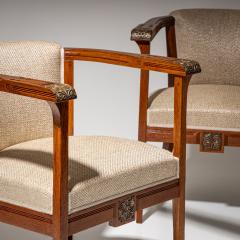 Pair of Art Nouveau Armchairs attributed to Angelo Sello Italy early 20th C  - 4537386