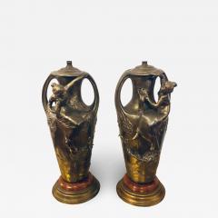 Pair of Art Nouveau Figural Urns Mounted as Lamps - 3018409