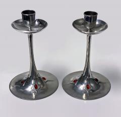 Pair of Art Nouveau Jugendstil Pewter Candlesticks C 1910 - 1835565