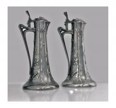 Pair of Art Nouveau Pewter Liquor Jugs Germany C 1900 - 396842