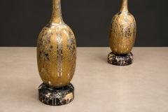 Pair of Art Nouveau Table Lamps in Metal Brass and Marble US 1930s - 4612059