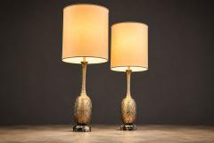 Pair of Art Nouveau Table Lamps in Metal Brass and Marble US 1930s - 4612063