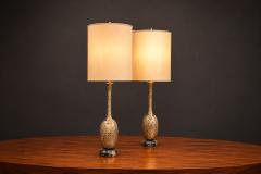 Pair of Art Nouveau Table Lamps in Metal Brass and Marble US 1930s - 4612067