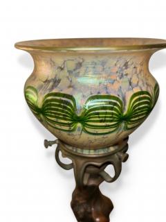 Pair of Art Nouveau candlesticks form lamps with Quezal shades - 4650125