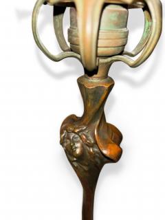 Pair of Art Nouveau candlesticks form lamps with Quezal shades - 4650126