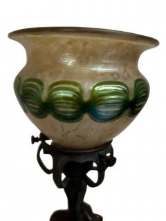 Pair of Art Nouveau candlesticks form lamps with Quezal shades - 4650132