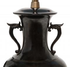 Pair of Artisan Asian Style Table Lamps in Gunmetal Bronze 1960s - 2291252