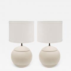 Pair of Artisan Glazed Ceramic Orb Table Lamps 1970s - 3123838