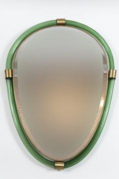 Pair of Artisan Murano Blown Emerald Green Oval Torchere Mirrors Contemporary - 2671034