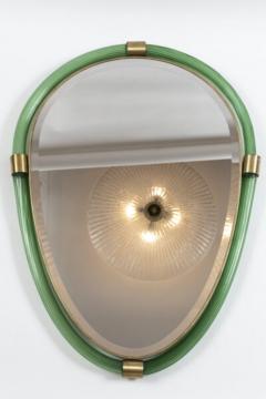 Pair of Artisan Murano Blown Emerald Green Oval Torchere Mirrors Contemporary - 2671036