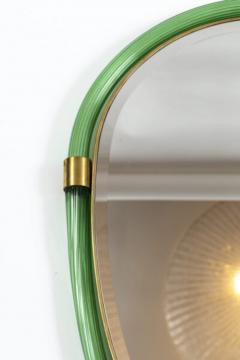 Pair of Artisan Murano Blown Emerald Green Oval Torchere Mirrors Contemporary - 2671043