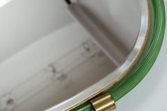 Pair of Artisan Murano Blown Emerald Green Oval Torchere Mirrors Contemporary - 2671055