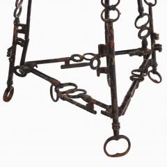 Pair of Artist Made Iron and Oak Stools C 1960 - 4707684