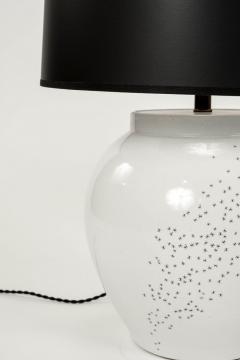 Pair of Artist Made White Ceramic Ant Lamps - 3428604