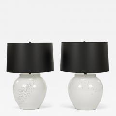 Pair of Artist Made White Ceramic Ant Lamps - 3430688