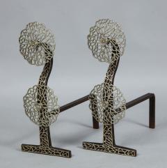 Pair of Arts Crafts Cow Parsley Andirons - 1975621