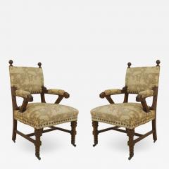 Pair of Arts Crafts Mahogany Arm Chairs - 1407789