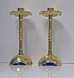 Pair of Arts and Crafts Brass Candlesticks C 1910 - 483338