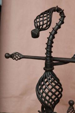 Pair of Arts and Crafts Wrought Iron Andirons - 2906983