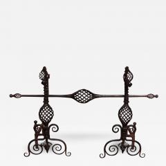 Pair of Arts and Crafts Wrought Iron Andirons - 2909719