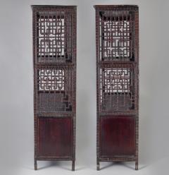 Pair of Asian Bamboo Open Cabinets - 1198132