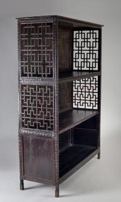 Pair of Asian Bamboo Open Cabinets - 1198133