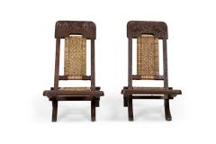 Pair of Asian Burmese Teak Folding Side Chairs - 4169197