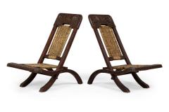 Pair of Asian Burmese Teak Folding Side Chairs - 4169198